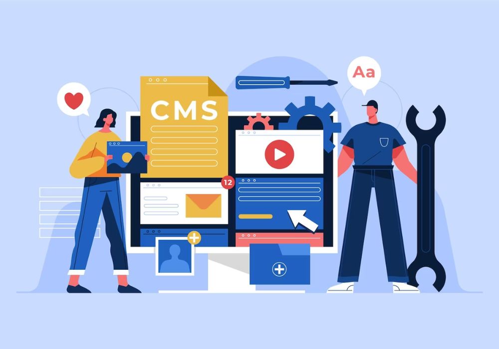 Photo gratuite stratégie de système de gestion de contenu cms concept